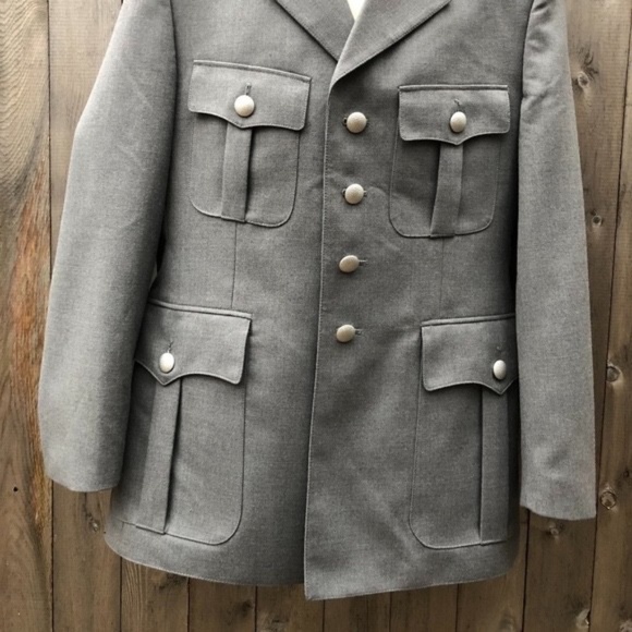 Vtg German Army Air force Uniform Gray Wool Blend Dress Jacket w Epaulets 40 US - Picture 5 of 7